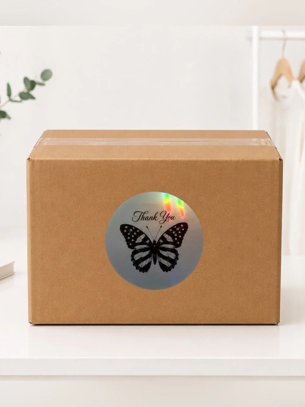 Butterfly Thank You Stickers 2” round-100ct. New